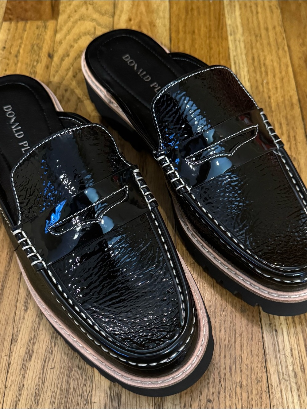 Size 10 - Donald Pliner “Hillie” Black Patent Slip-on Loafers